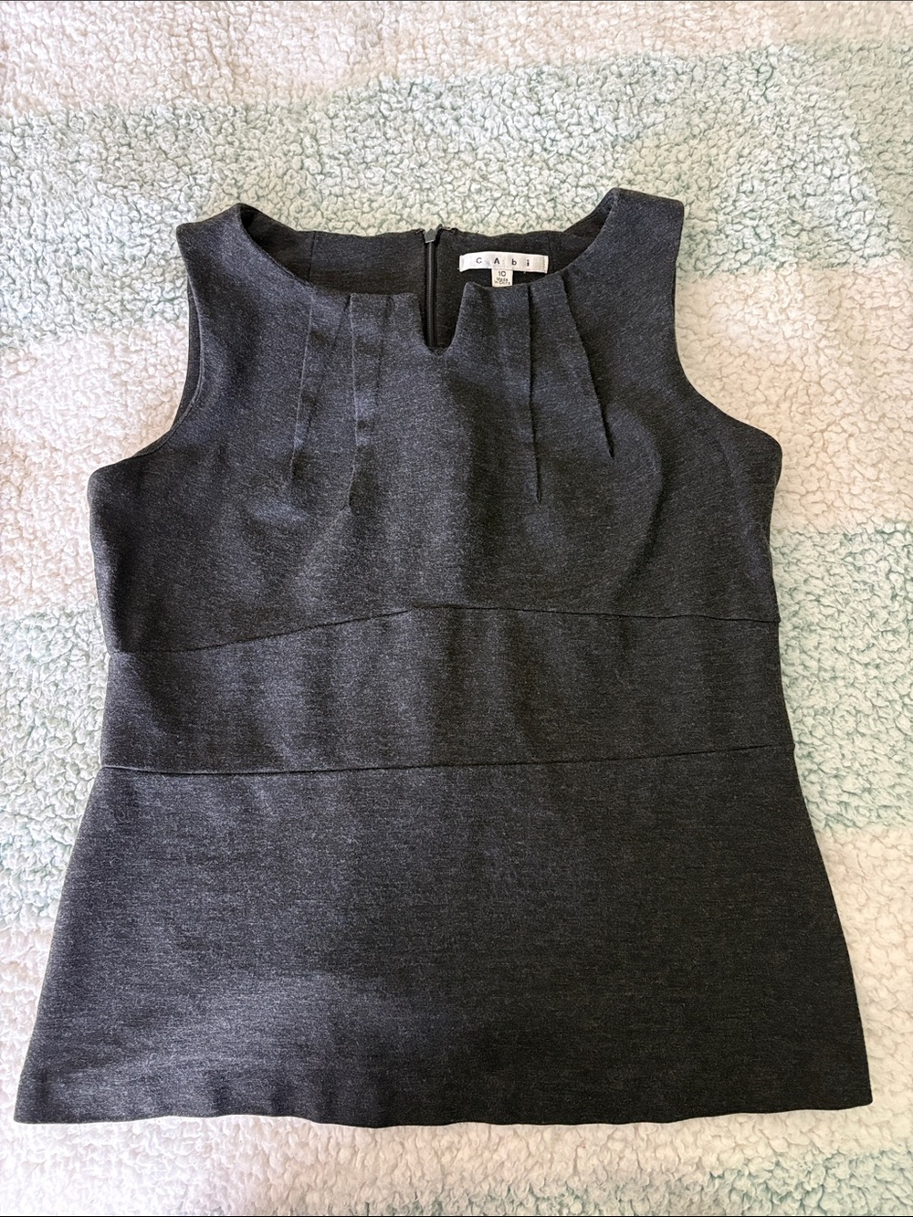 cAbi  Dark Gray Pleated Sleeveless Shell Top